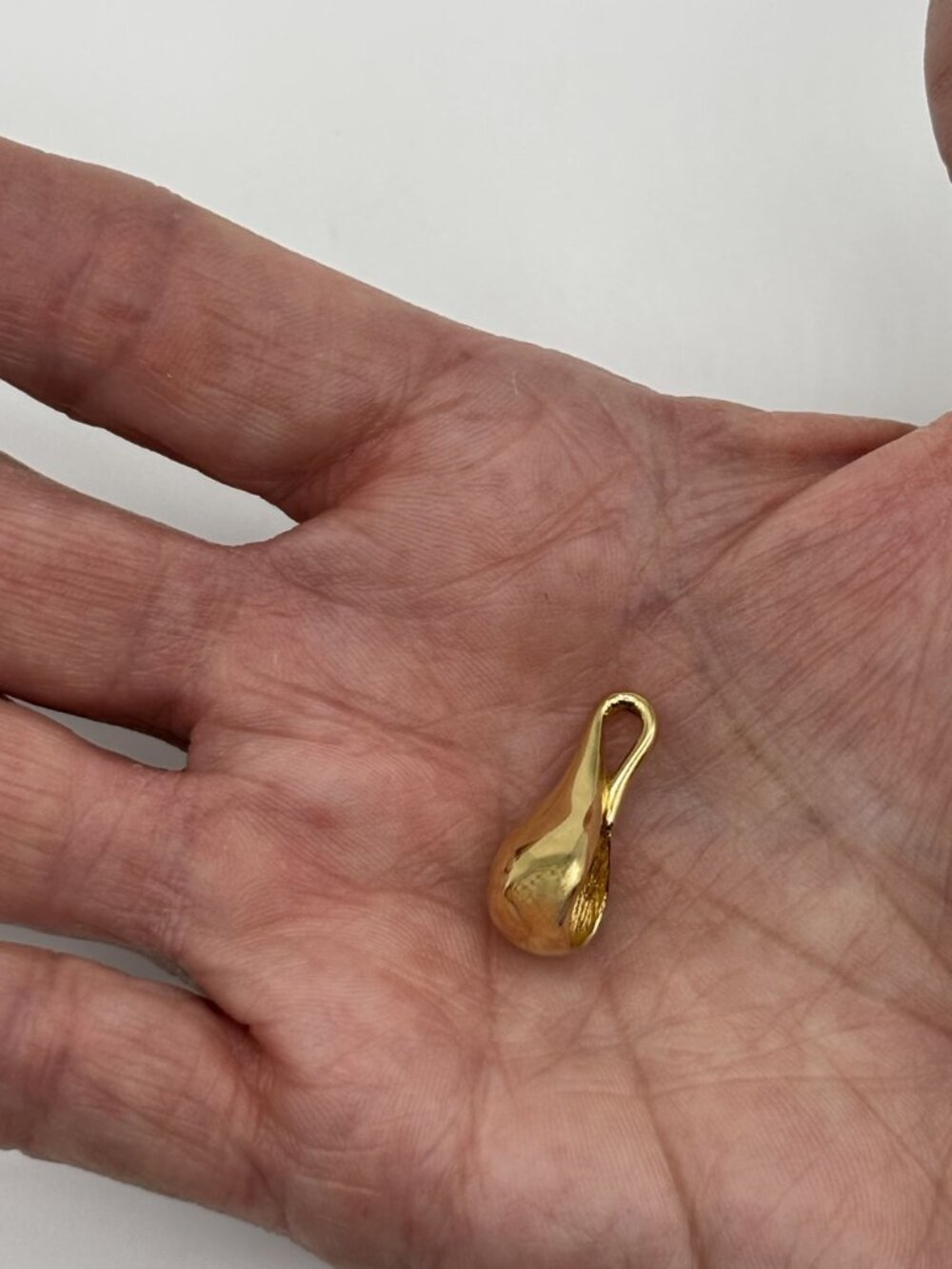 Vintage Givenchy Classic Logo Pendant Charm Teardrop Pear Shape Gold Tone Signed - Picture 7 of 14